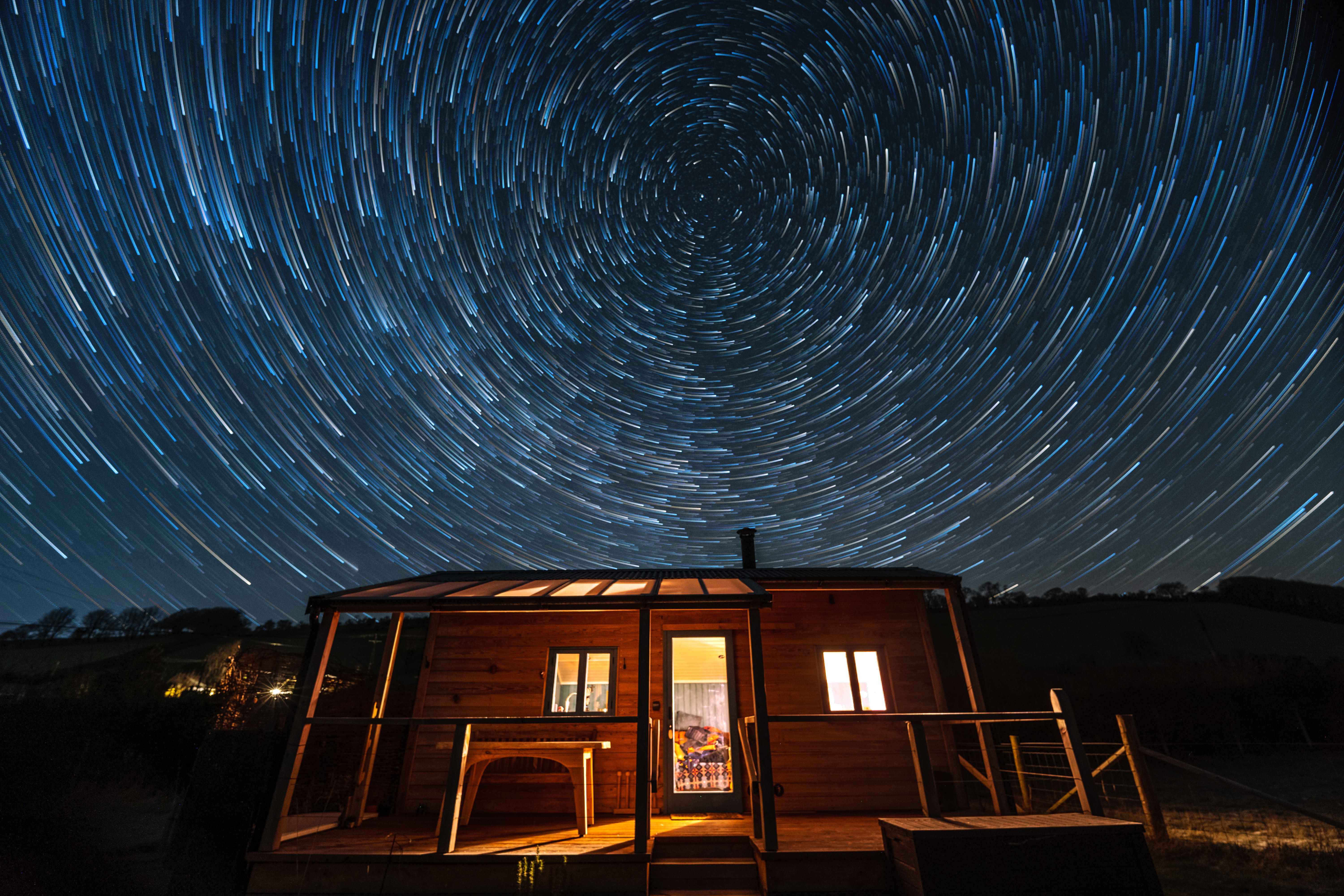 Star trail around North star