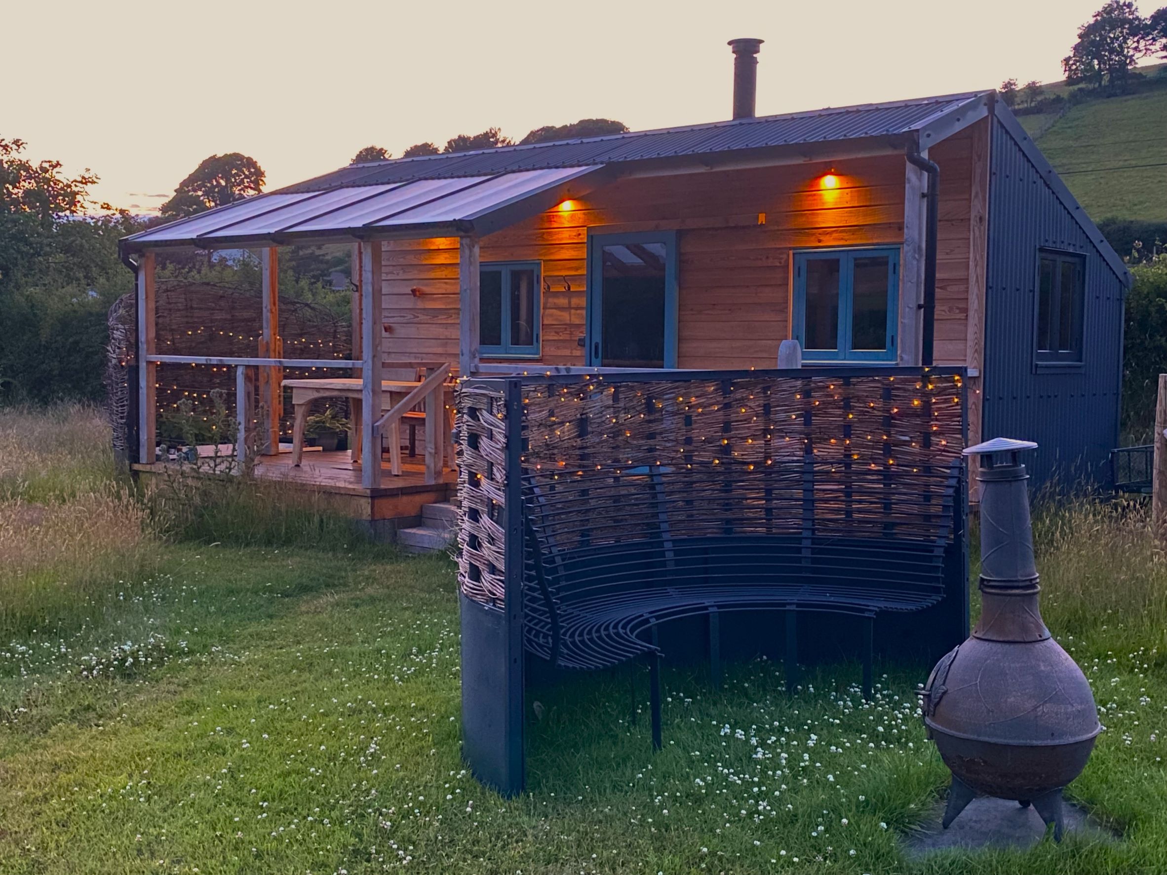 Chiminea and cabin