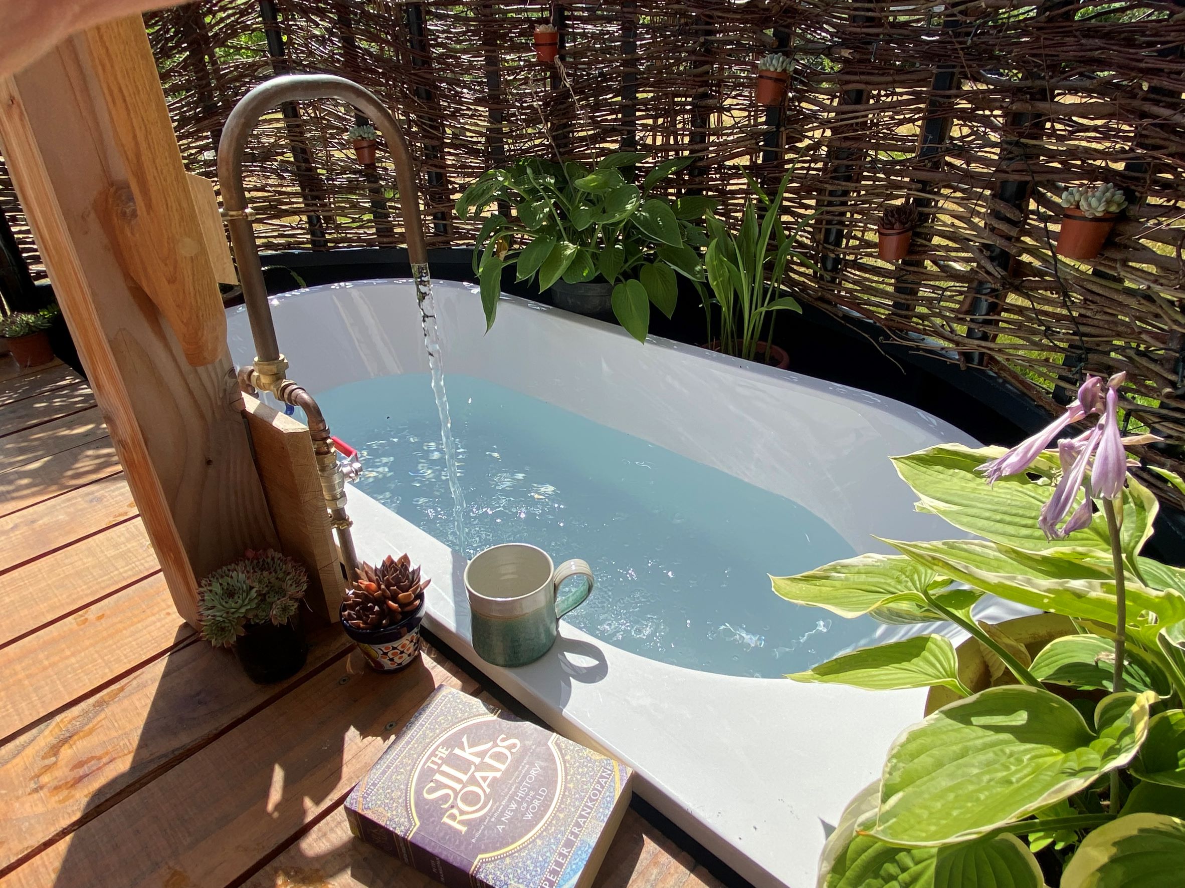 Outdoor bath in sunshine