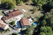 Aerial view of our property and the Gite in the foreground