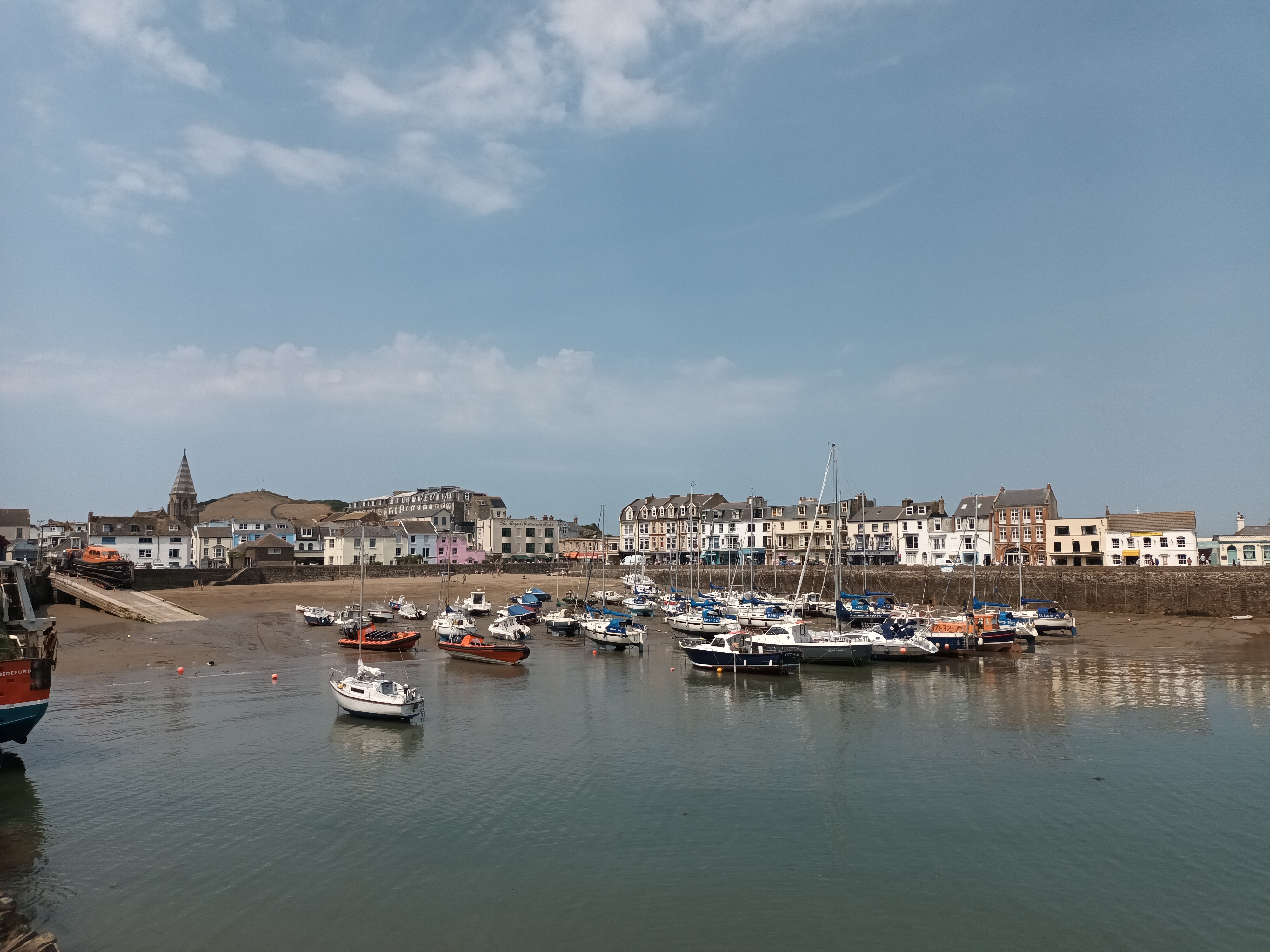 Harbour with boats and Ilfracombe town in the background
