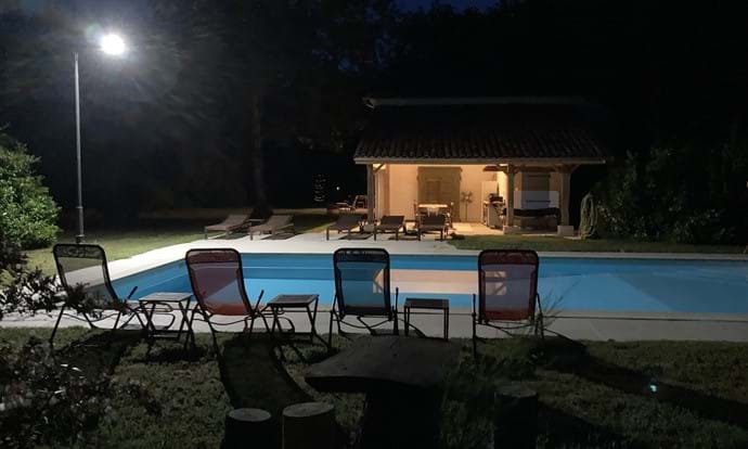 Floodlit pool for a midnight swim