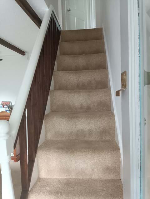 The stairs are quite steep and a little narrow but normal treads and carpetted