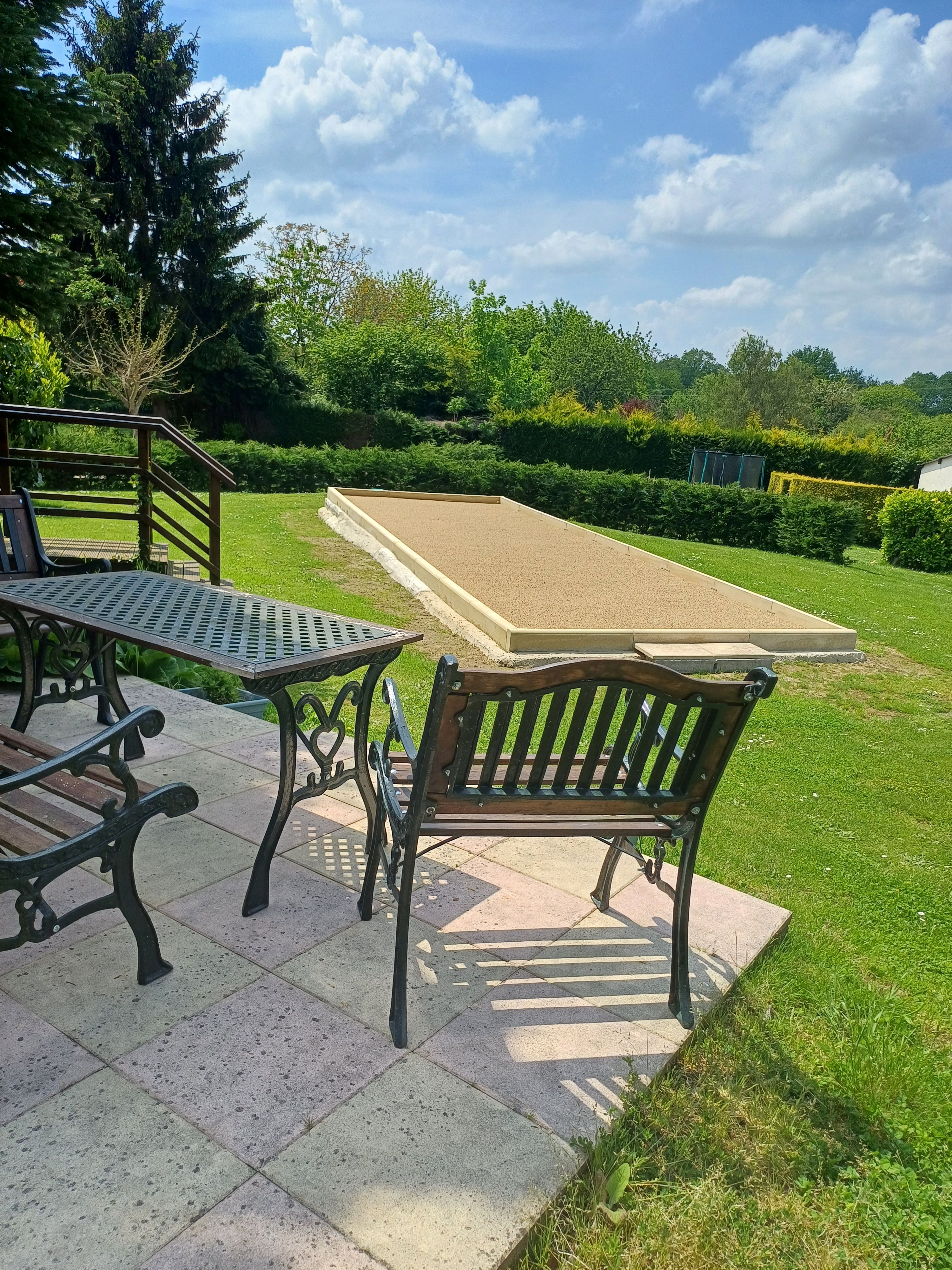 Petanque and seating area