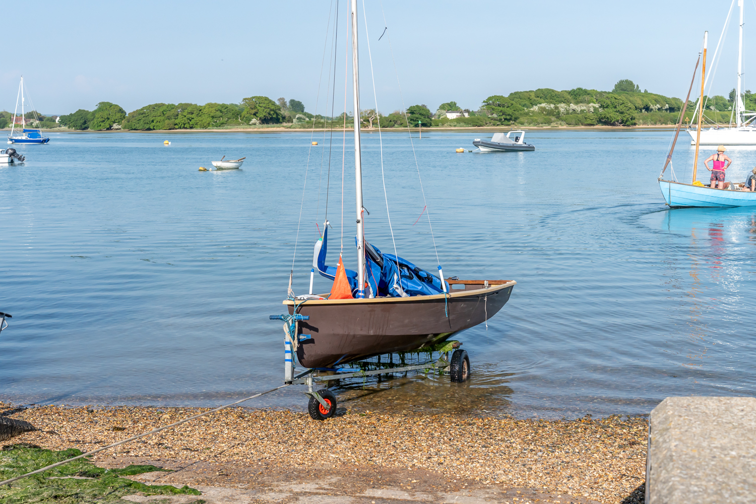 Private slip on the Cobnor Estate used for launching guests’ boats, paddleboards, and kayaks directly into Chichester Harbour