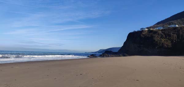 Autumn blue sky at Tresaith Beach