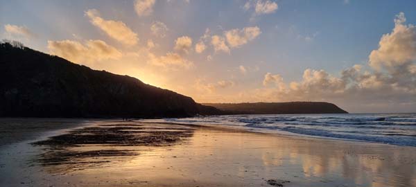 Autumn sunset at Tresaith beach