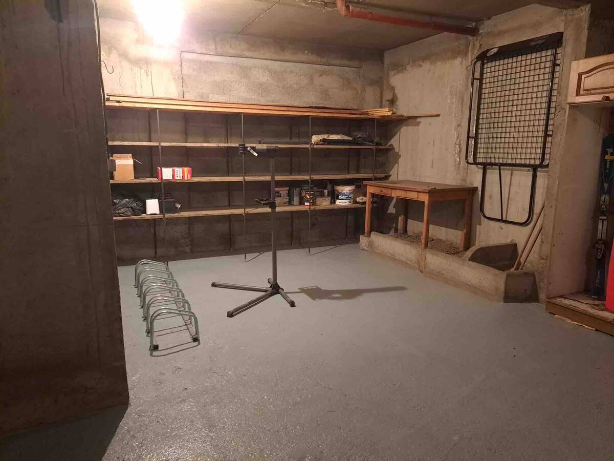 Bike rack and workstand in garage