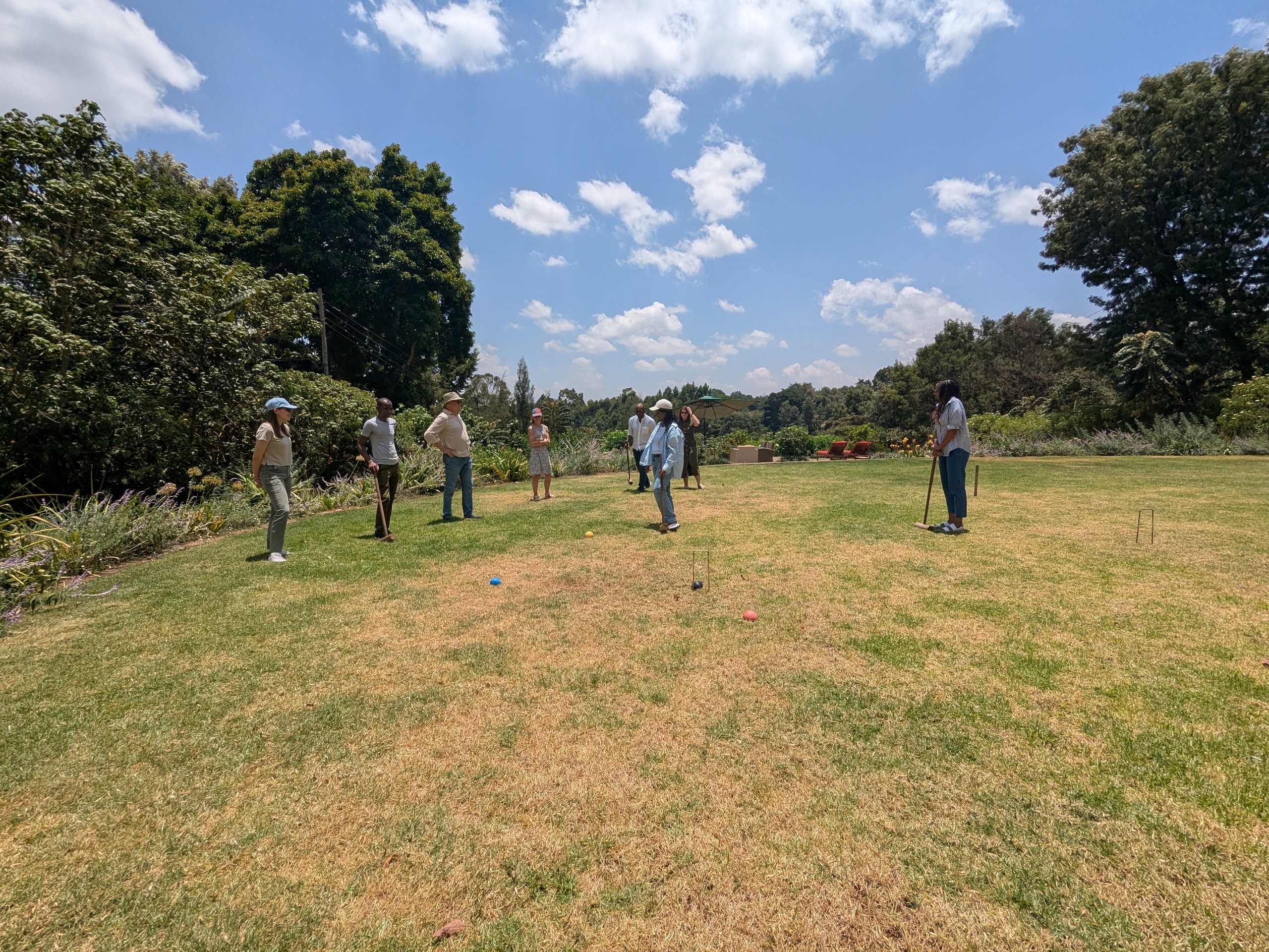 croquet on the lawn at Pond Cottage Tigoni