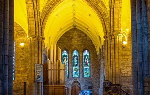 Stained glass windows in Dornoch Cathedral