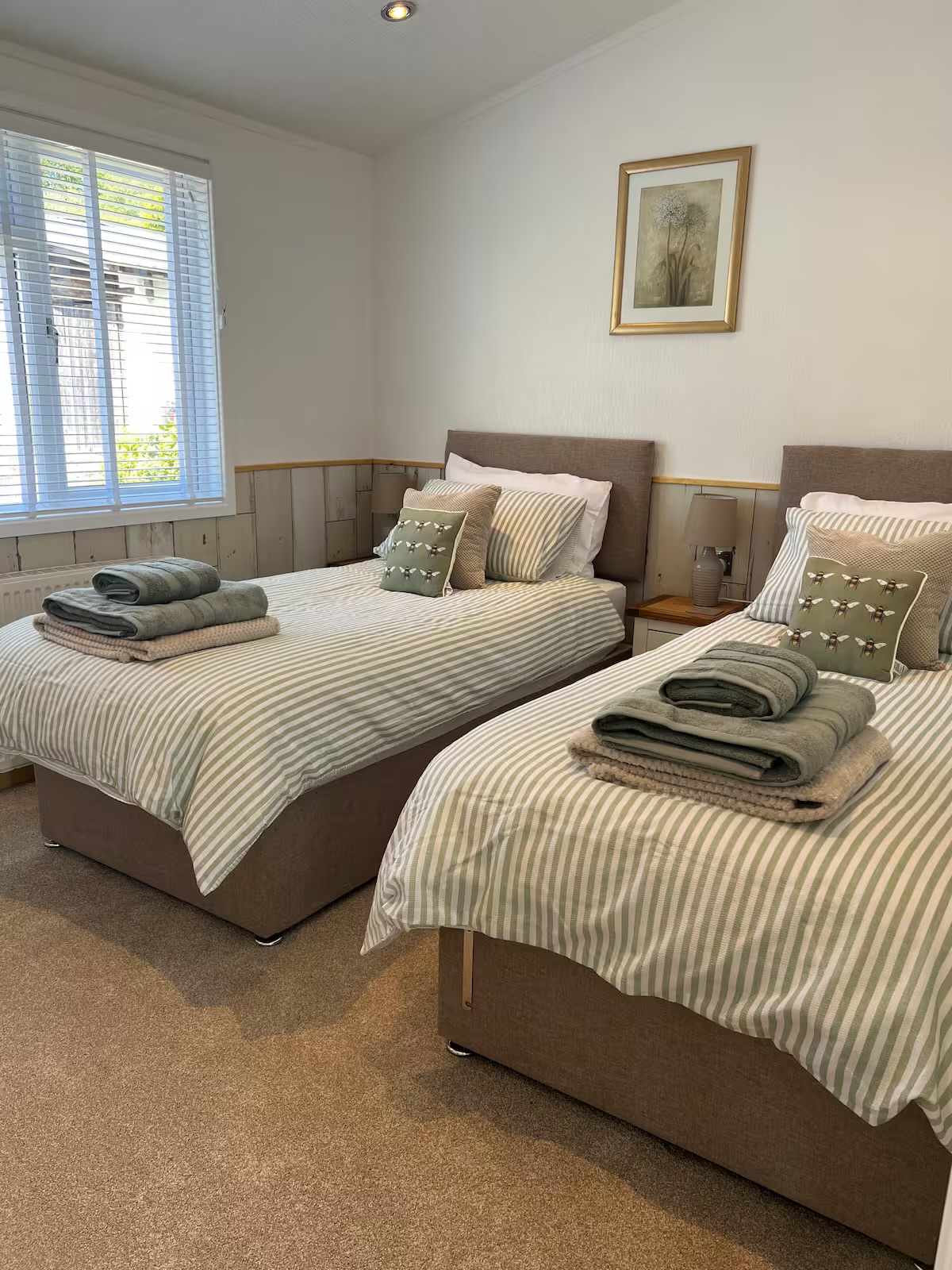 Our single bed set up for bedroom two.