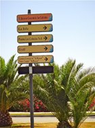 Sign post at the round about