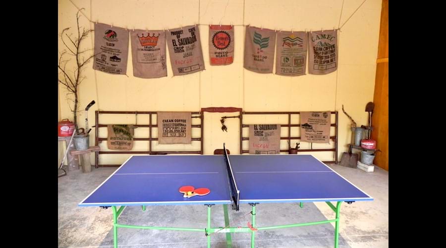 Our indoor/outdoor barn conversion offers ping pong, darts, horse shoes and game table.