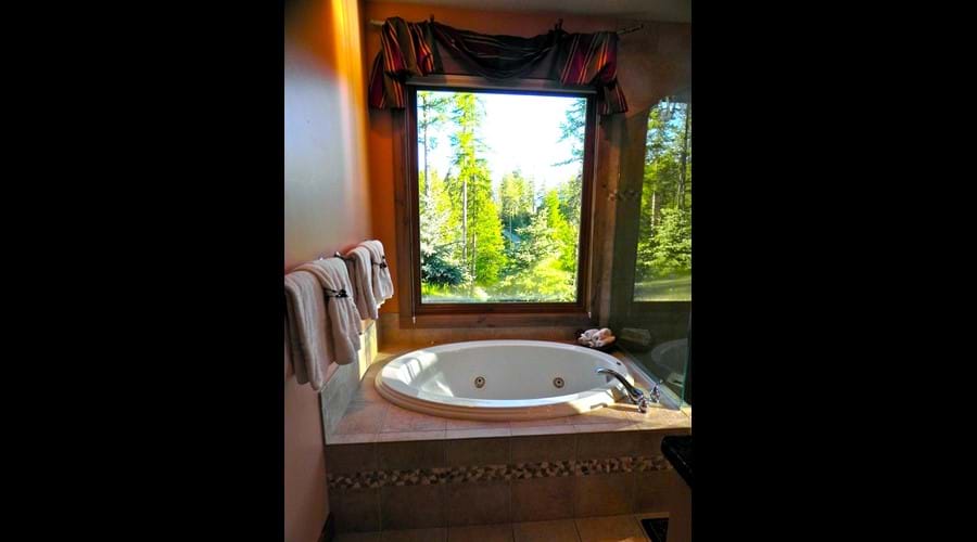 Spa tub in master bath with stunning views