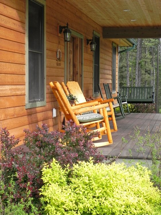 Rockers and porch swing for morning coffee