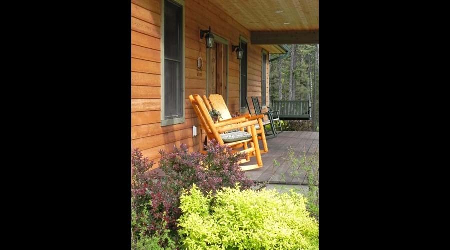 Rockers and porch swing for morning coffee