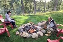 Front yard fire pit for roasting hot dogs and marshmallows