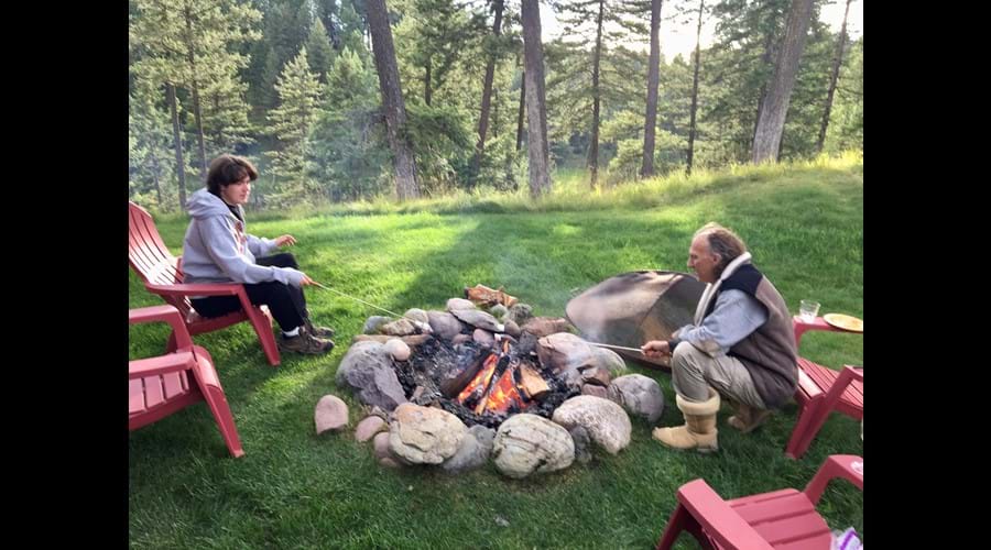 Front yard fire pit for roasting hot dogs and marshmallows