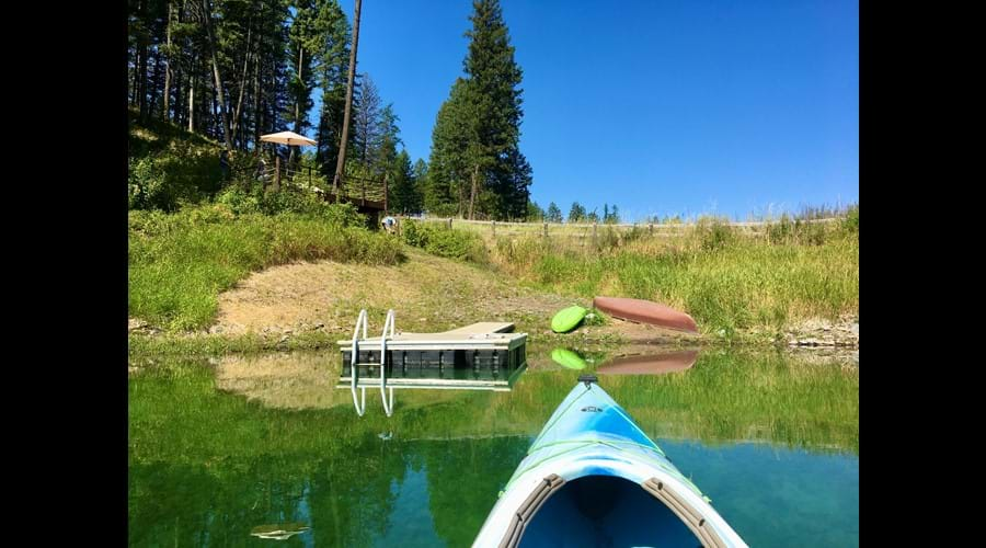 Dock and deck with kayak + canoe