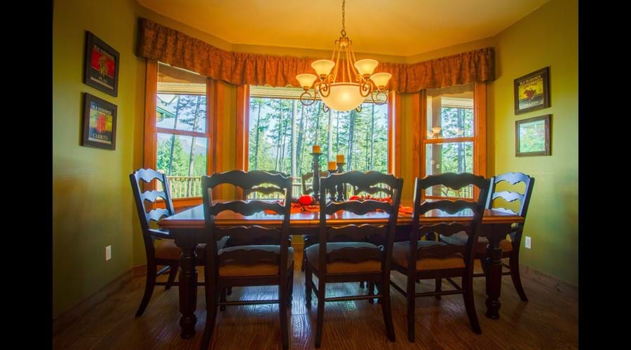 Family dining with lake views