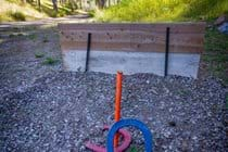 Horse shoes with a lake view