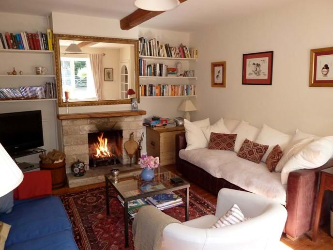Drawing room is cosy with log fire (photo before recent redecoration)
