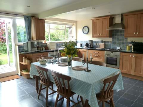 Large country style kitchen.  Very sunny in the mornings.